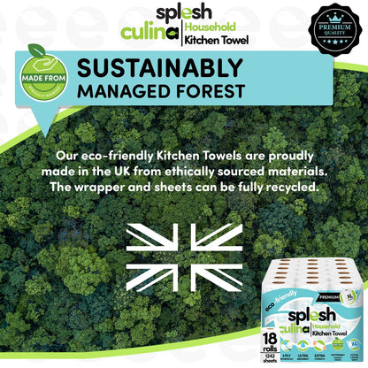 Splesh Culina Kitchen Towel 3 Ply Ultra Absorbent Household XL Roll, 18 Rolls