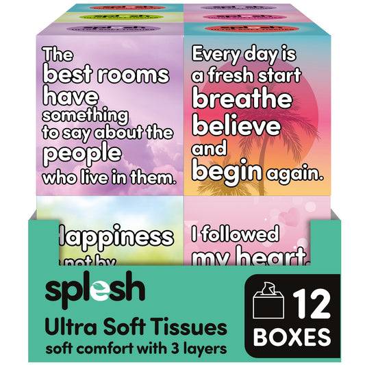Splesh Ultra Soft Tissues, 12 Cube Boxes (672 Total) Bulk Pack