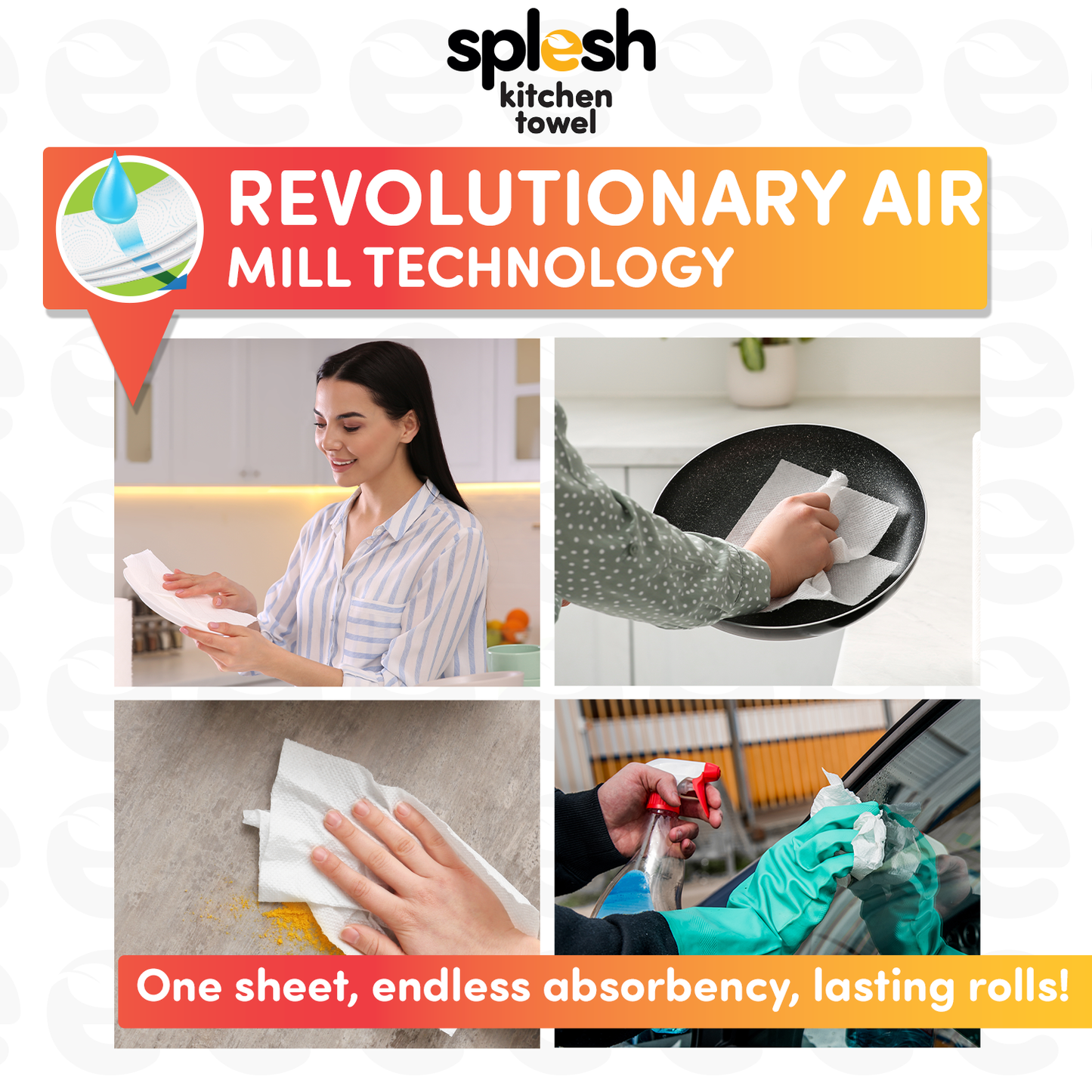 Splesh Culina Kitchen Towel - Mango & Passionfruit scented 3 Ply Ultra Absorbent Household XL Roll, 18 Rolls