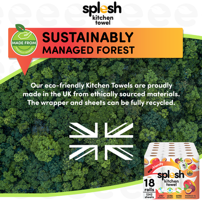 Splesh Culina Kitchen Towel - Mango & Passionfruit scented 3 Ply Ultra Absorbent Household XL Roll, 18 Rolls