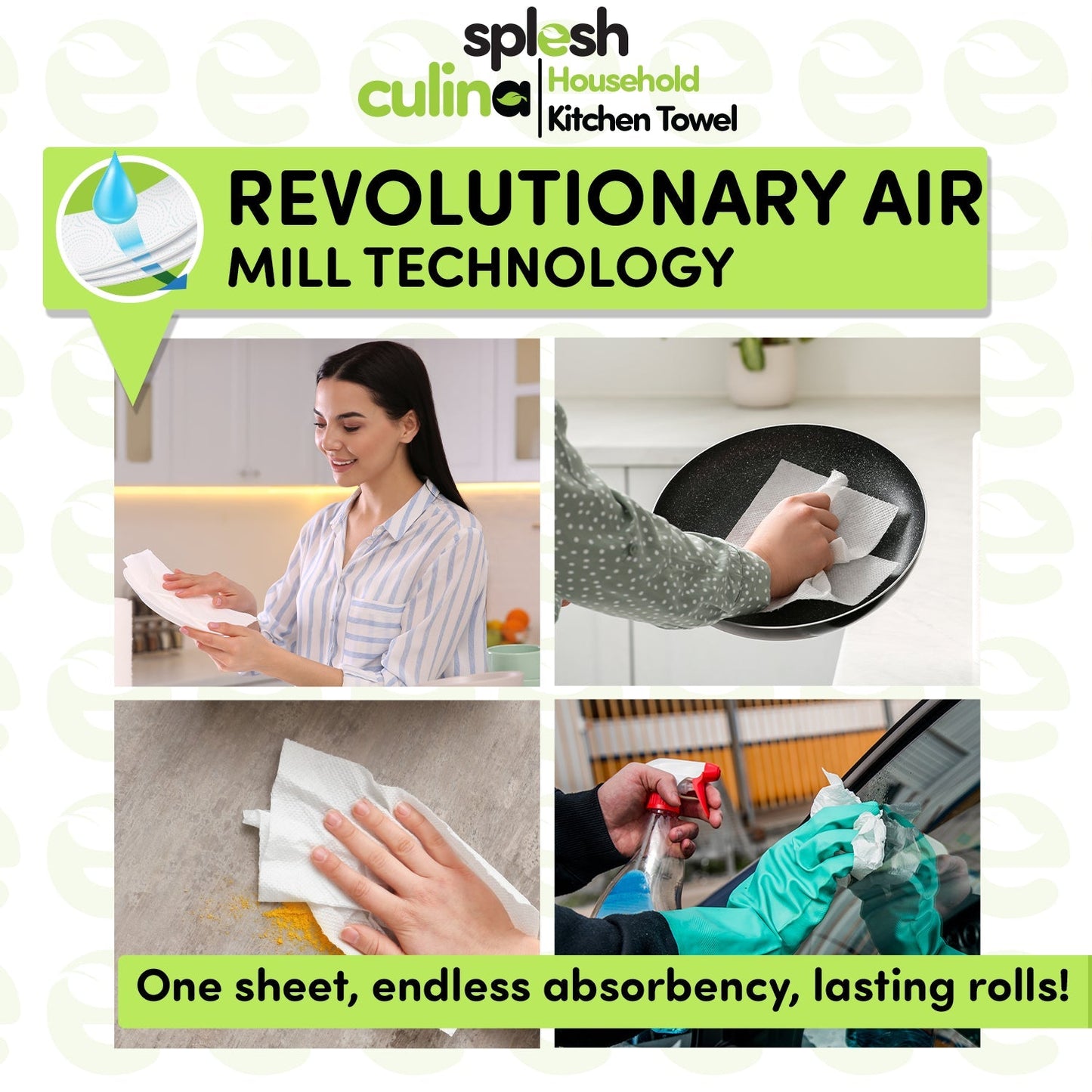 Splesh Culina Kitchen Towel 3 Ply Ultra Absorbent Household XL Roll, 15 Rolls