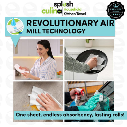 Splesh Culina Kitchen Towel 3 Ply Ultra Absorbent Household XL Roll, 18 Rolls