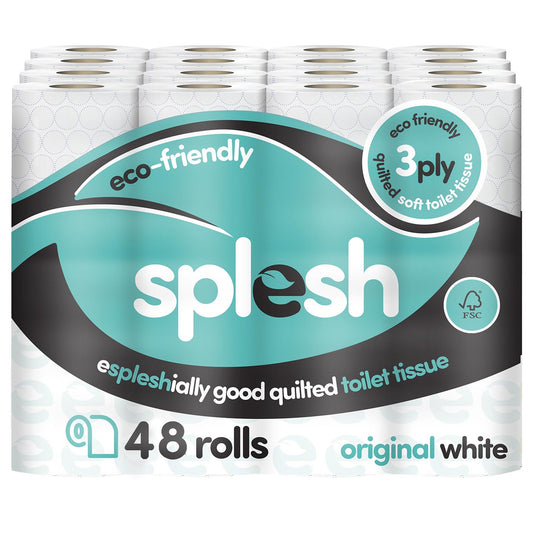 Splesh Soft & Quilted White, Lavender Aloe Vera or Lemon Toilet Tissue 48 Rolls